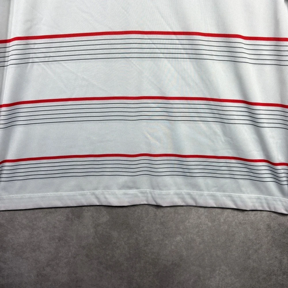 Nike Golf Polo Shirt Mens Size XL White Striped Dri Fit Short Sleeve Performance